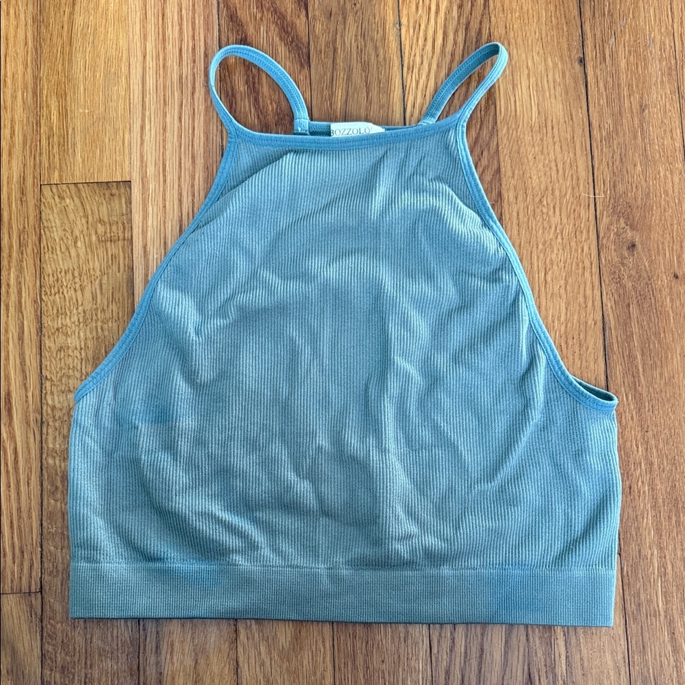 Women's Greenish/Blue Ribbed Tank Top